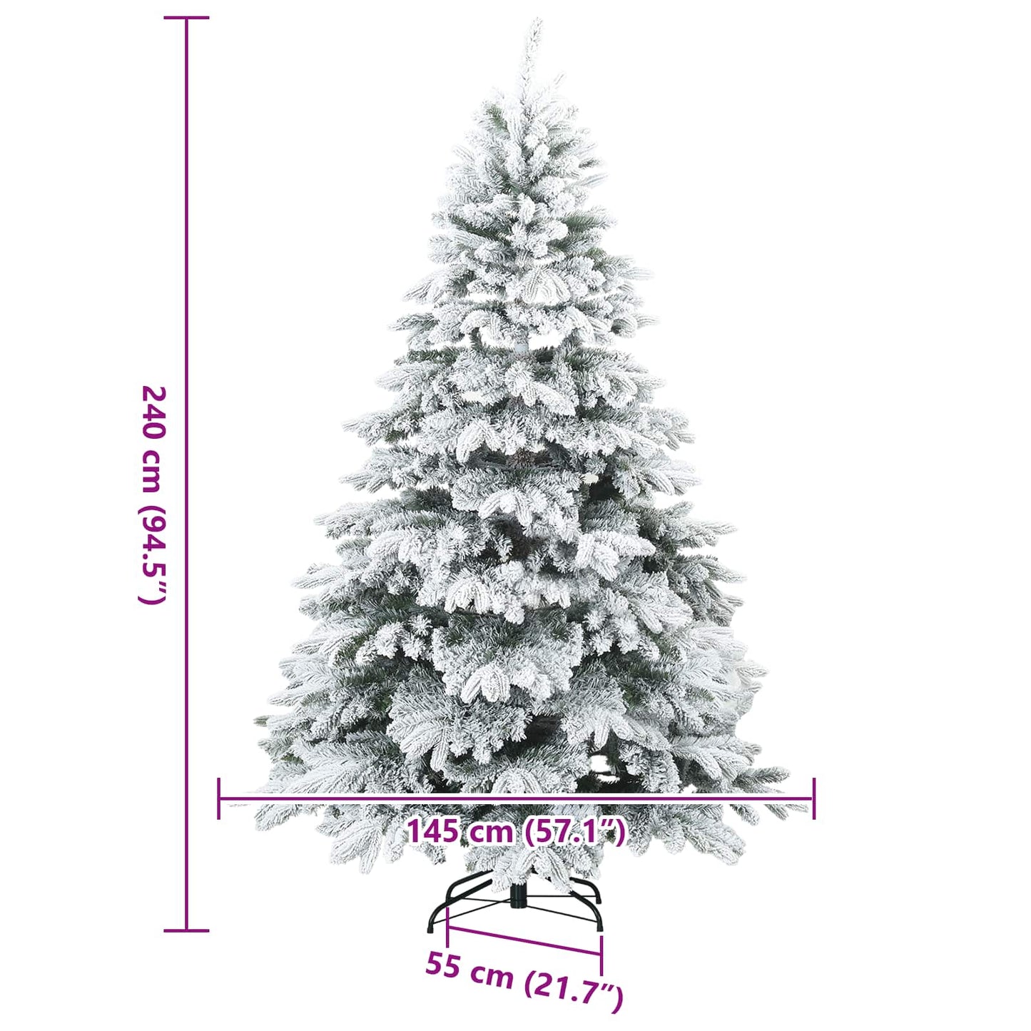 vidaXL Artificial Hinged Christmas Tree Snow Flocked White 240 cm