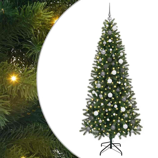 vidaXL Artificial Christmas Tree with 300 LEDs Green 210 cm PE and PVC