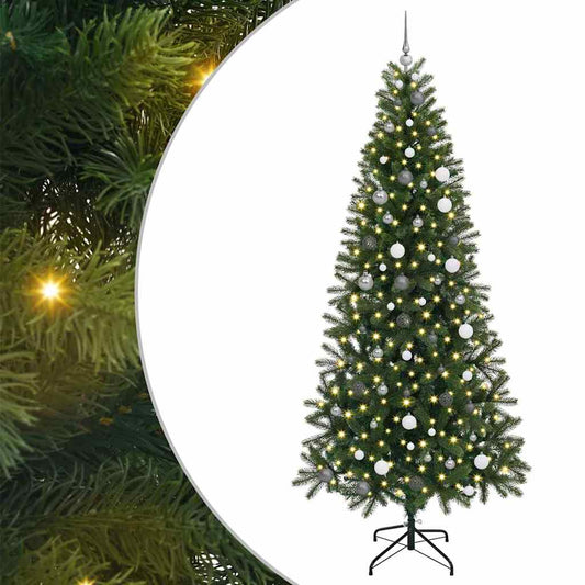 vidaXL Artificial Christmas Tree with 300 LEDs Green 240 cm PE and PVC