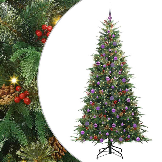 vidaXL Artificial Hinged Christmas Tree Green 210 cm PE and PVC