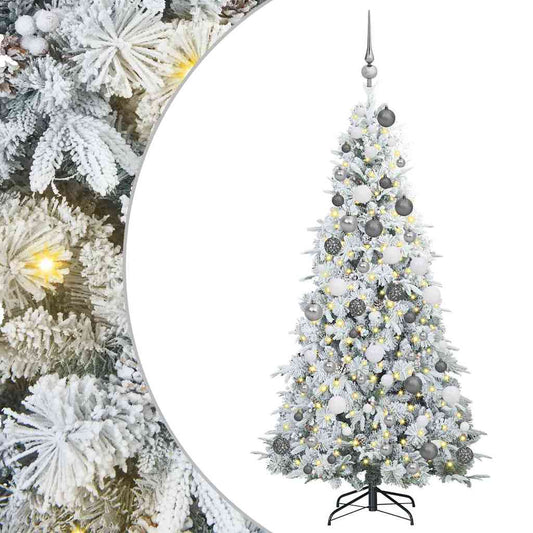 vidaXL Artificial Hinged Christmas Tree White 180 cm PE and PVC