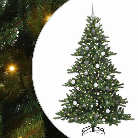 vidaXL Artificial Hinged Christmas Tree Green 210 cm PVC and Steel