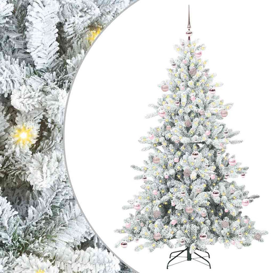 vidaXL Artificial Hinged Christmas Tree White 210 cm PVC and Steel