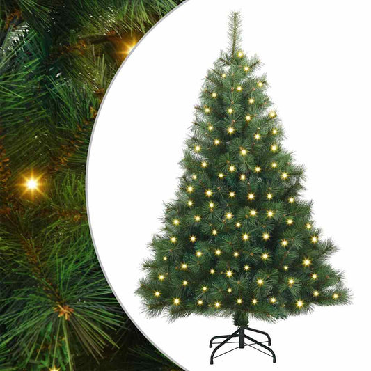 vidaXL Artificial Christmas Tree with 150 LEDs Green 150 cm PE and PVC