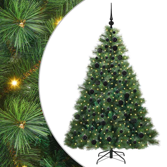 vidaXL Artificial Christmas Tree with 300 LEDs Green 180 cm PE and PVC