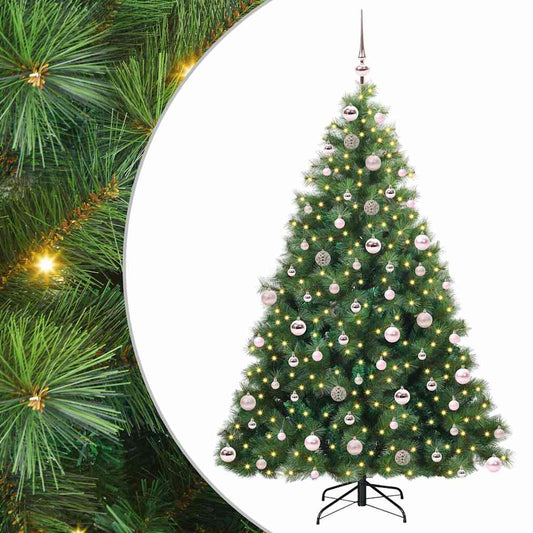 vidaXL Artificial Christmas Tree with 300 LEDs Green 180 cm PE and PVC