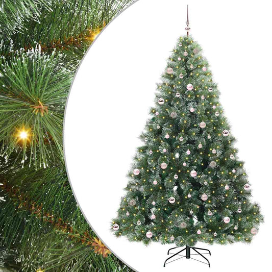 vidaXL Artificial Christmas Tree with 300 LEDs Green 240 cm PE and PVC