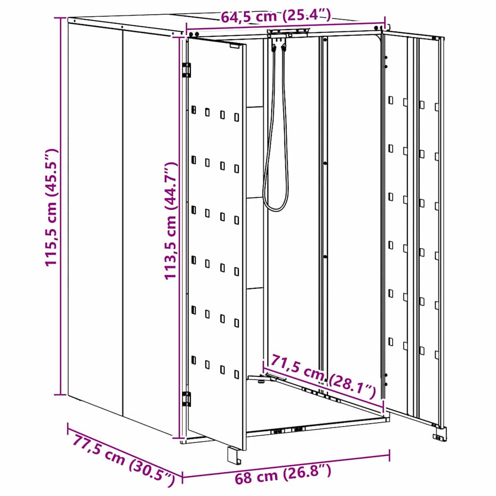 vidaXL Wheelie Bin Storage with Gas Lift-up Lid for 240L Bin Silver