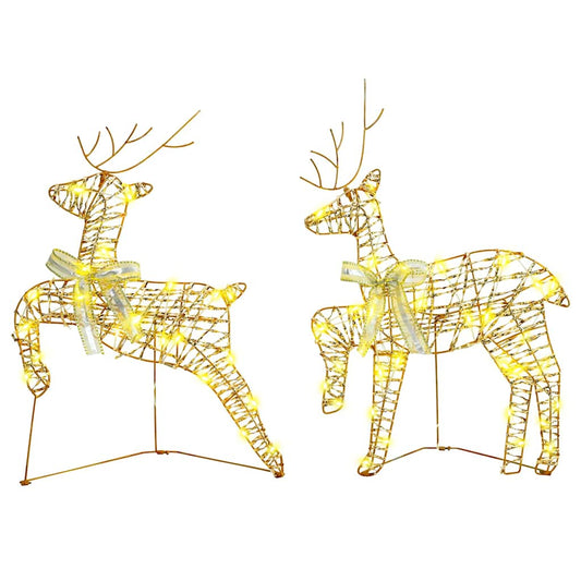 vidaXL LED Reindeers with 180 LEDs 6 pcs Gold PET