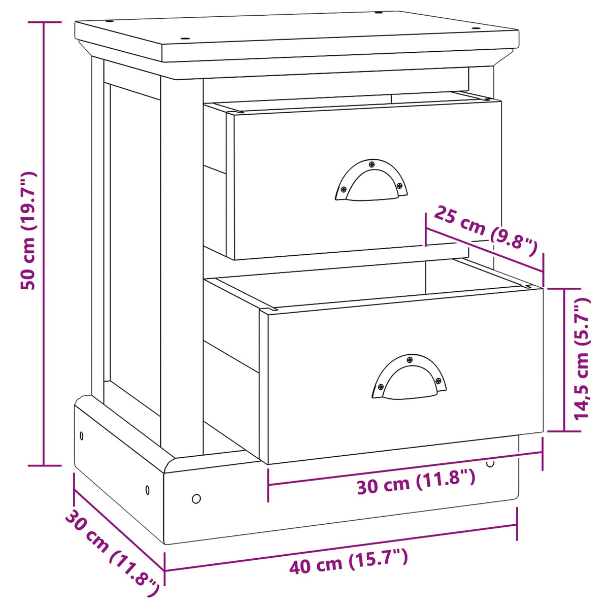 vidaXL Bedside Table Natural 40 x 30 x 50 cm Solid Teak Wood
