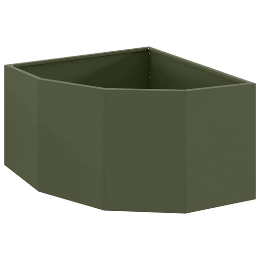 vidaXL Corner Planter Olive green 60 x 60 x 35 cm Steel