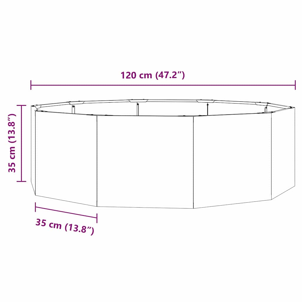 vidaXL Planter Silver 120 x 120 x 35 cm Galvanised Steel