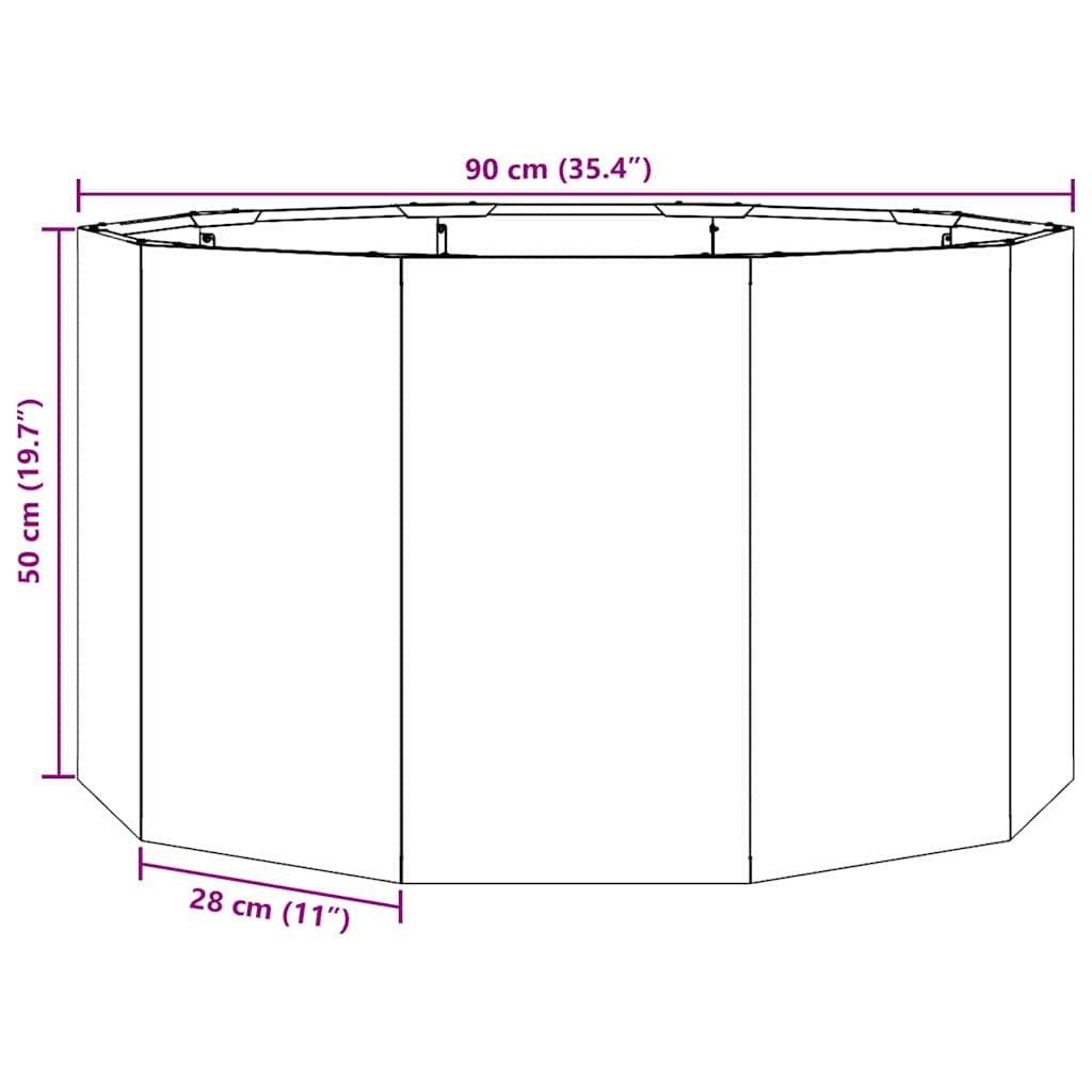 vidaXL Planter Silver 90 x 90 x 50 cm Galvanised Steel