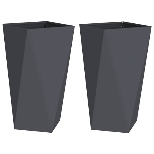 vidaXL Planter 2 pcs Anthracite 40 x 40 x 75 cm Steel