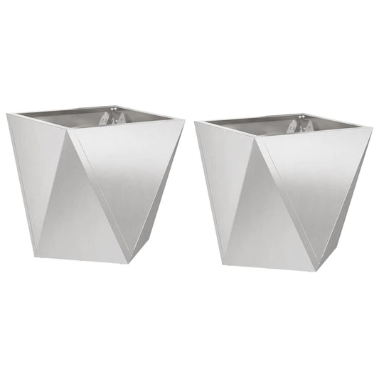 vidaXL Planter 2 pcs Silver 30 x 30 x 30 cm Stainless Steel