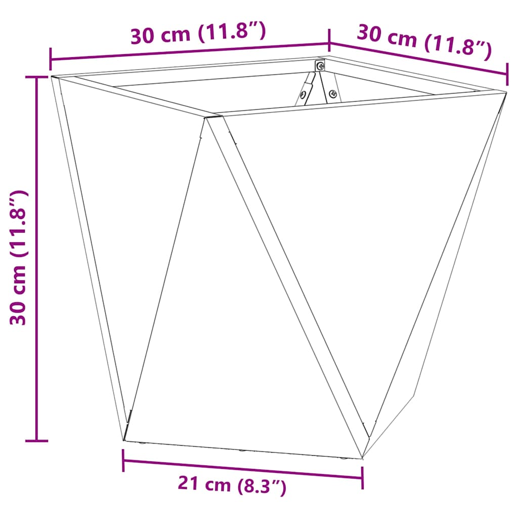 vidaXL Planter 2 pcs Silver 30 x 30 x 30 cm Galvanised Steel