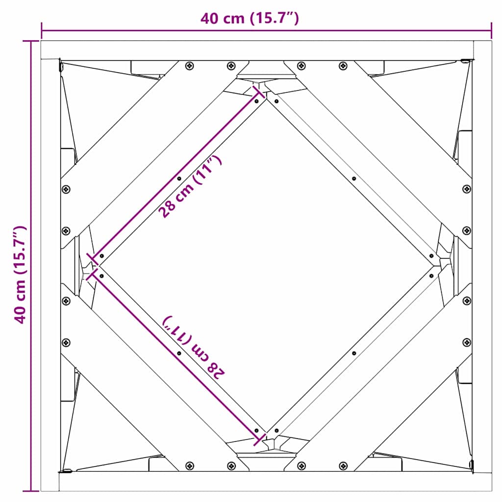 vidaXL Planter Black 40 x 40 x 40 cm Steel