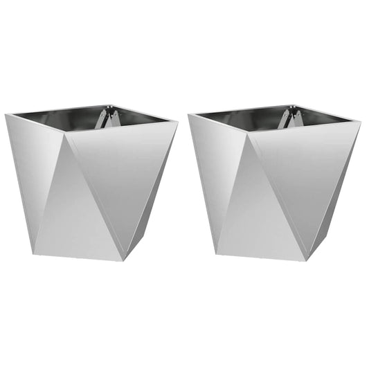 vidaXL Planter 2 pcs Silver 40 x 40 x 40 cm Galvanised Steel