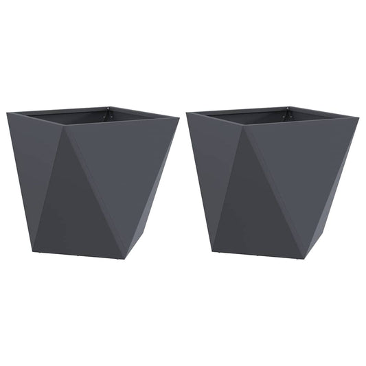 vidaXL Planter 2 pcs Anthracite 50 x 50 x 50 cm Steel