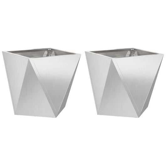 vidaXL Planter 2 pcs Silver 50 x 50 x 50 cm Stainless Steel