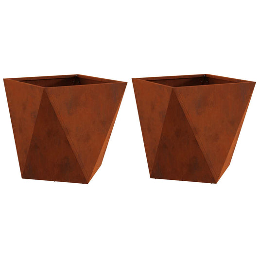 vidaXL Planter 2 pcs Rusty 50 x 50 x 50 cm Weathering Steel
