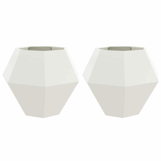 vidaXL Planter 2 pcs White 100 x 100 x 80 cm Steel