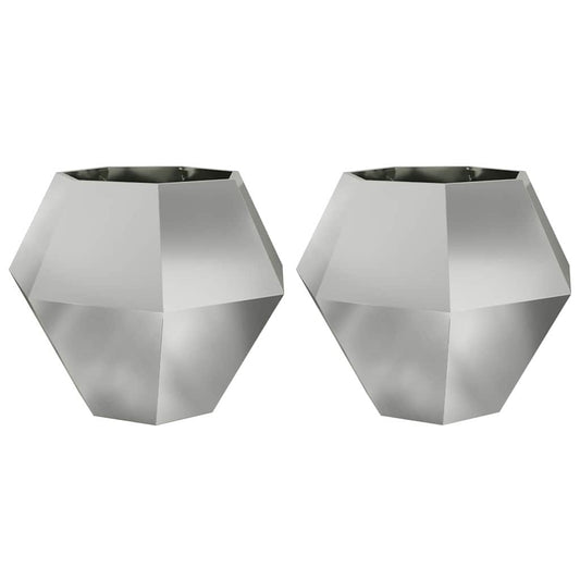 vidaXL Planter 2 pcs Silver 100 x 100 x 80 cm Galvanised Steel