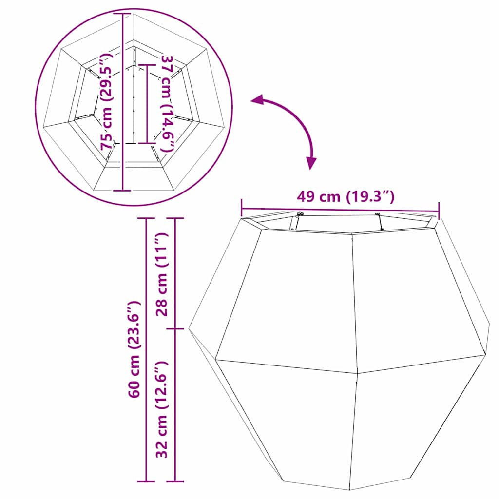 vidaXL Planter 2 pcs Silver 75 x 75 x 60 cm Stainless Steel