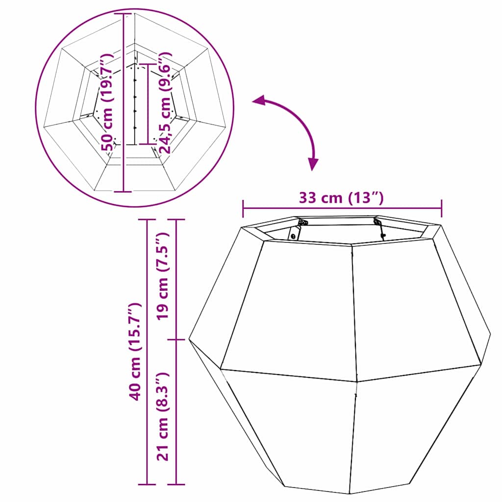 vidaXL Planter 2 pcs Silver 50 x 50 x 40 cm Galvanised Steel