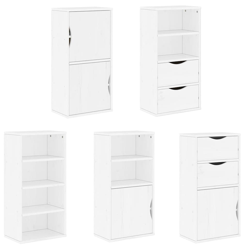 vidaXL Side Cabinets 5 pcs "ODDA" White 40x24x79 cm Solid Wood Pine