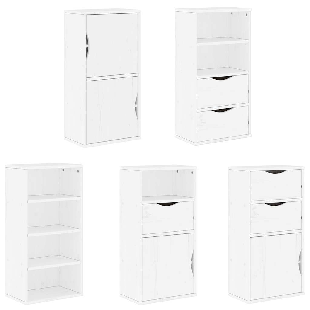 vidaXL Side Cabinets 5 pcs "ODDA" White 40x24x79 cm Solid Wood Pine