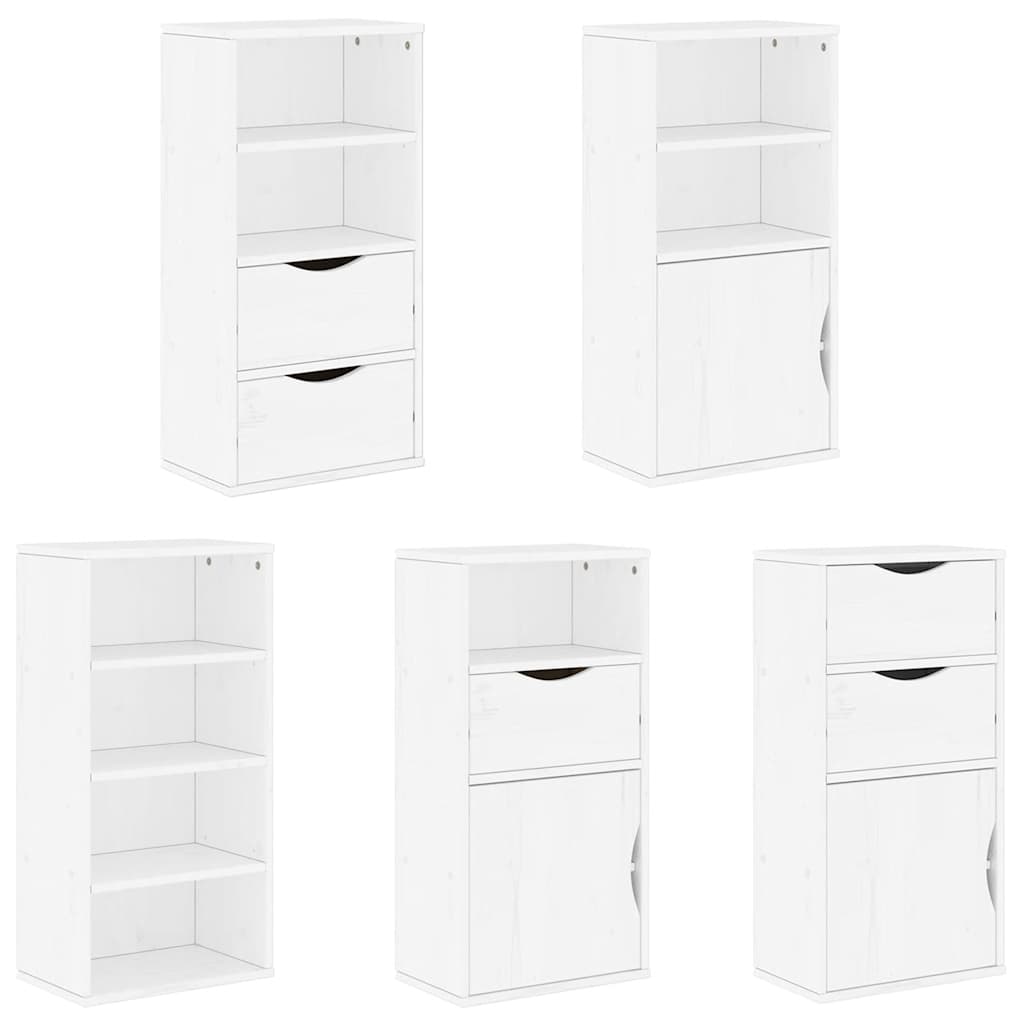 vidaXL Side Cabinets 5 pcs "ODDA" White 40x24x79 cm Solid Wood Pine