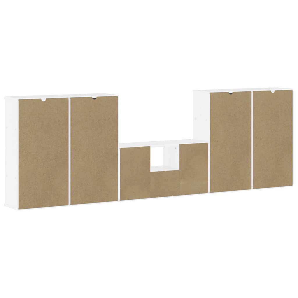 vidaXL 5 Piece TV Units with Storage ODDA White Solid Wood Pine