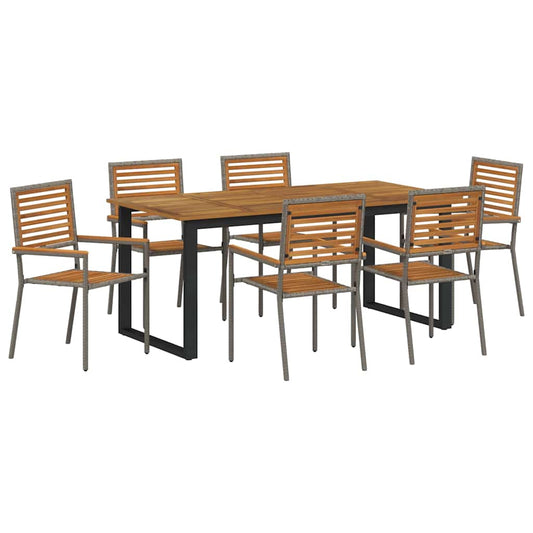 vidaXL Garden Dining Set 7 pcs Grey Solid Acacia Wood