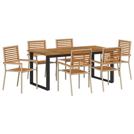 vidaXL Garden Dining Set 7 pcs Beige Solid Acacia Wood