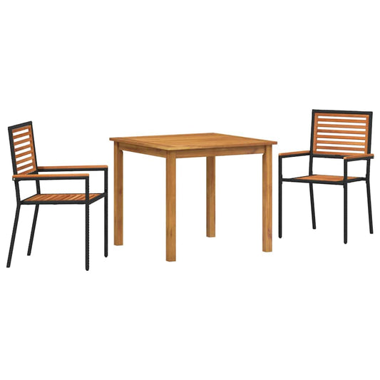 vidaXL Garden Dining Set 3 pcs Black Solid Acacia Wood