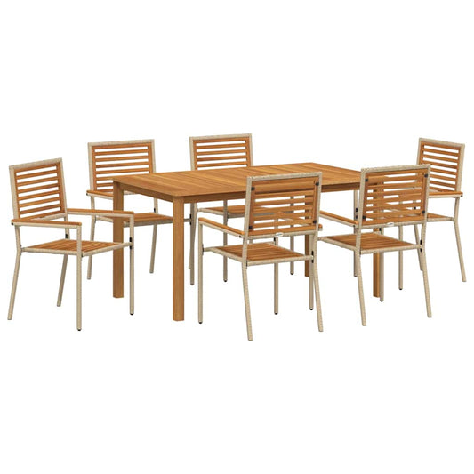 vidaXL Garden Dining Set 7 pcs Beige Solid Acacia Wood
