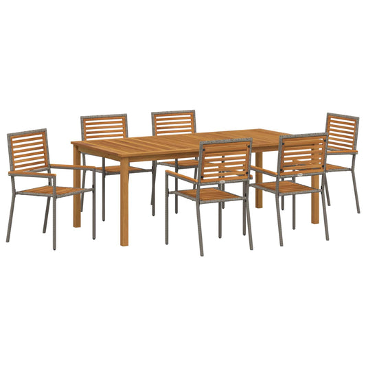 vidaXL Garden Dining Set 7 pcs Grey Solid Acacia Wood