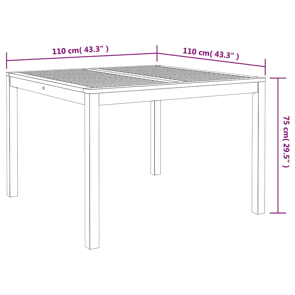 vidaXL Garden Dining Set 5 pcs Black Solid Acacia Wood