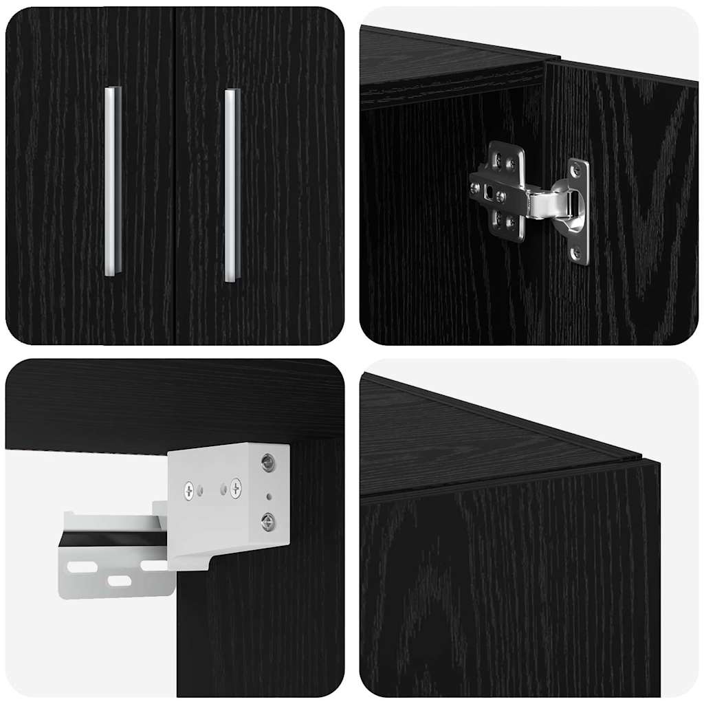 vidaXL Storage Cabinet Black Oak 70x42.5x225 cm Engineered Wood