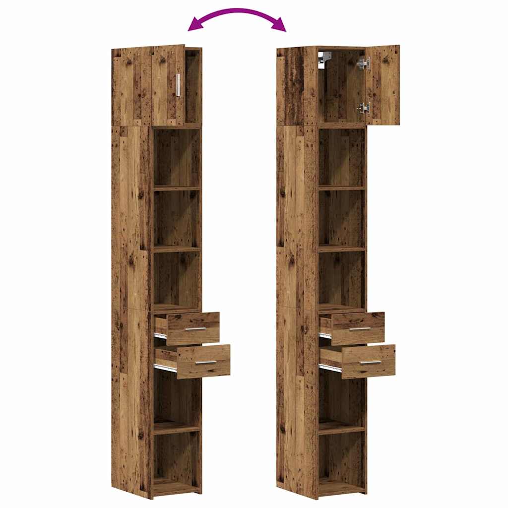 vidaXL Storage Cabinet with Drawer 2 pcs Old Wood 30 x 42.5 x 225 cm