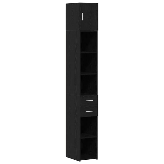 vidaXL Storage Cabinet with Drawer 2 pcs Black Oak 30 x 42.5 x 225 cm