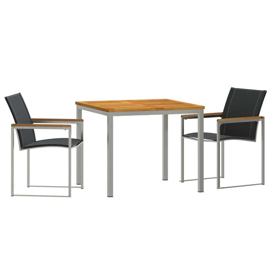 vidaXL Garden Dining Set 3 pcs Solid Acacia Wood and Stainless Steel