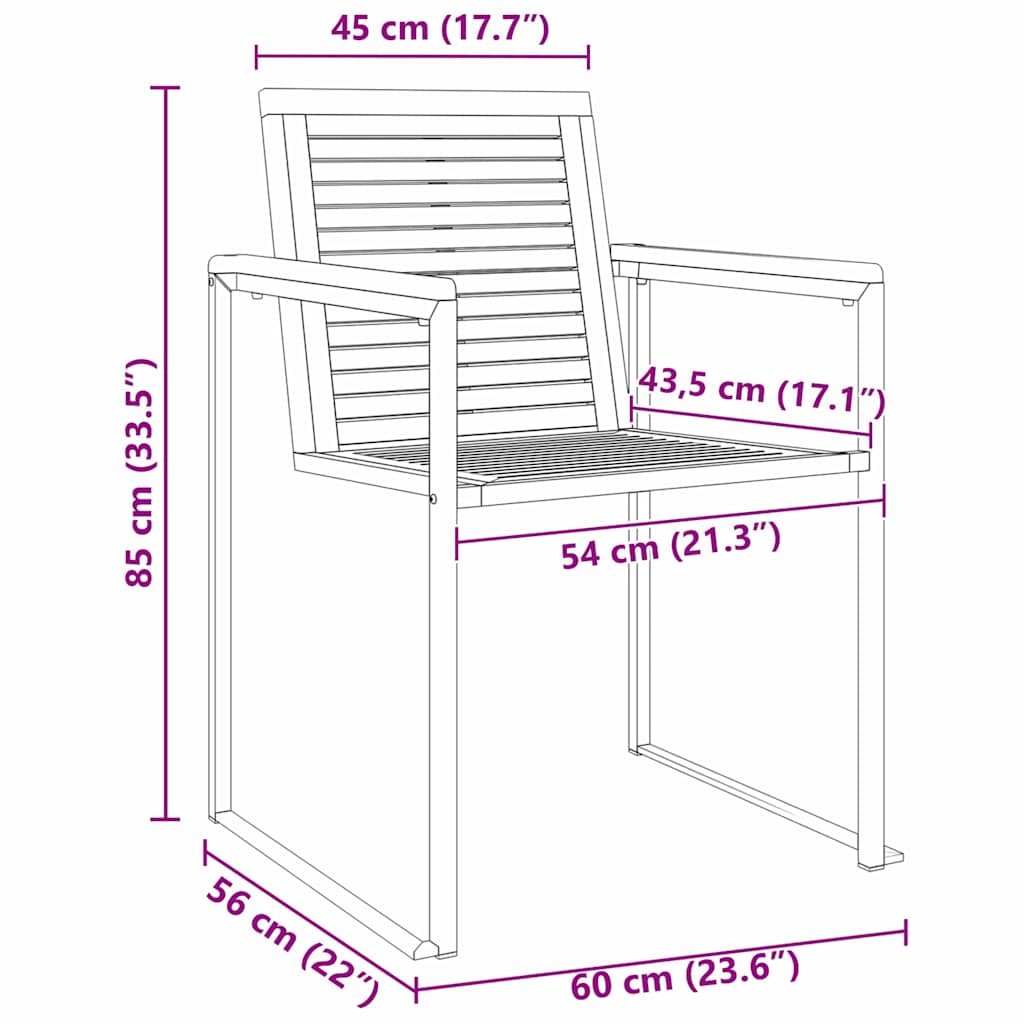 vidaXL Sun Lounger 3 pcs Brown Solid Acacia Wood and Stainless Steel