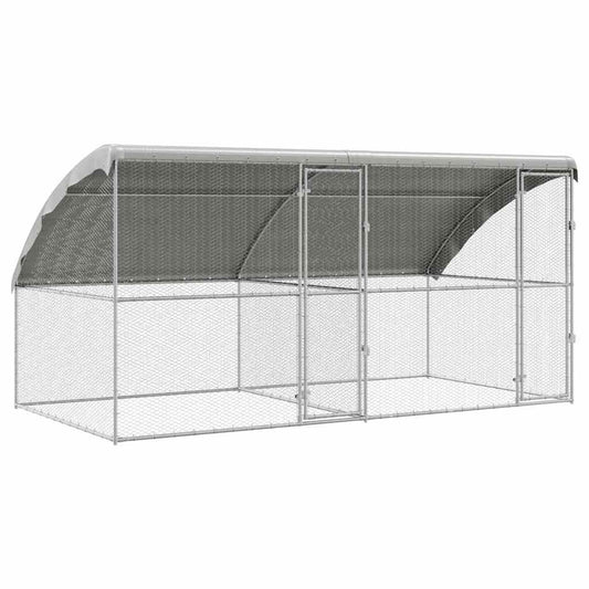 vidaXL Chicken Cage 2 pcs Silver 400 x 200 x 200 cm Galvanised Steel