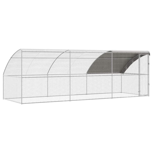 vidaXL Chicken Cage 3 pcs Silver 600 x 200 x 200 cm Steel and PE