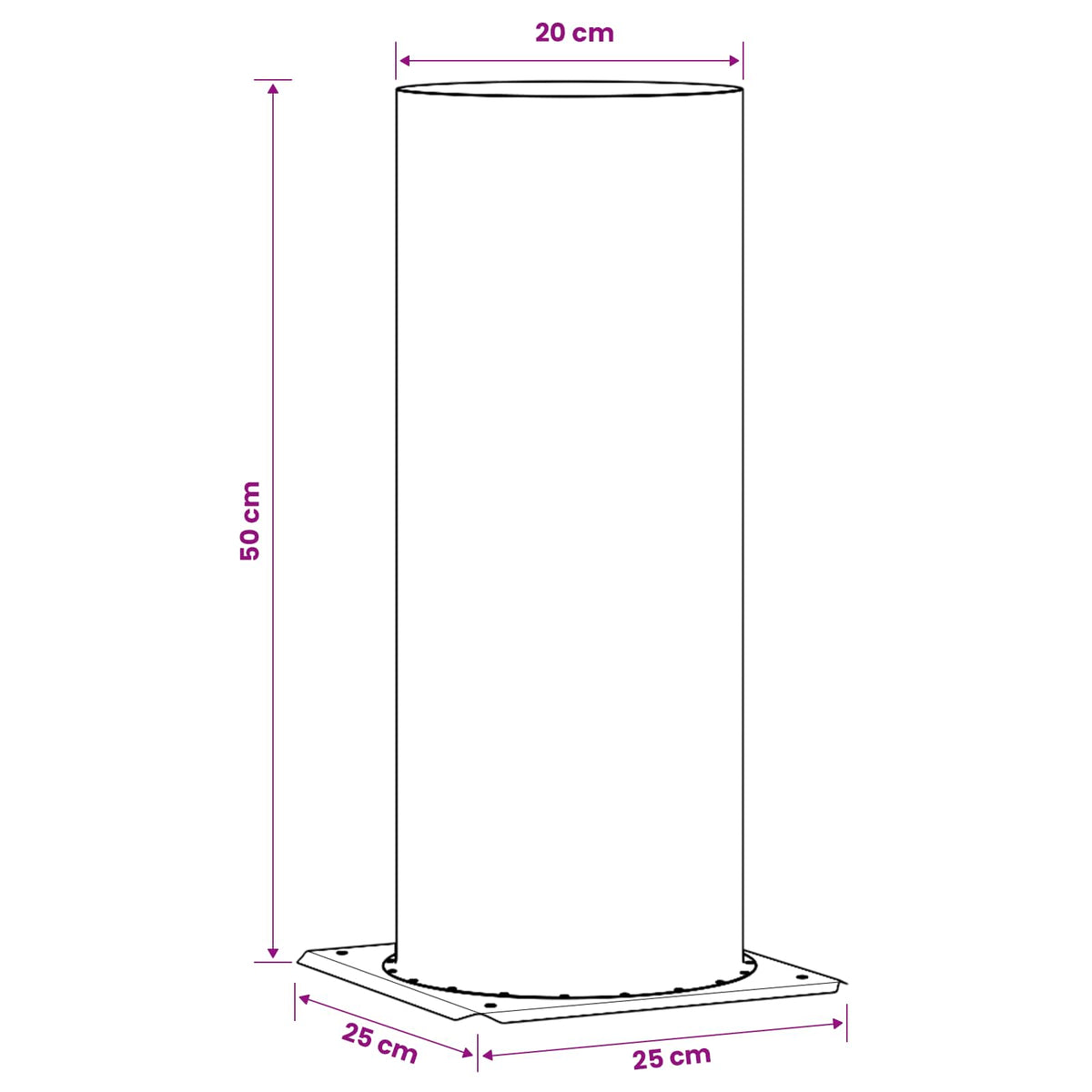 vidaXL Chimney Head Extension Silver 25 x 25 x 50 cm Stainless Steel