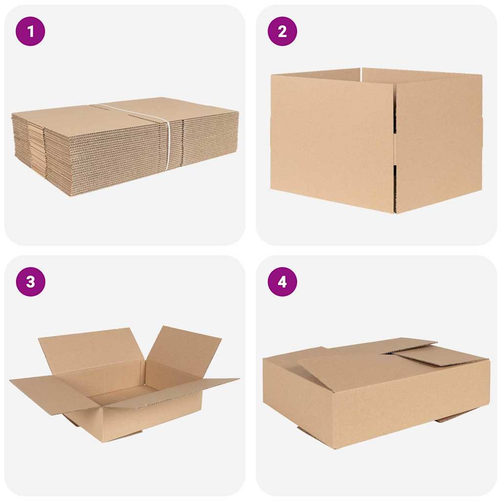 vidaXL Folding Box 50 pcs Natural 40 x 30 x 10 cm Cardboard