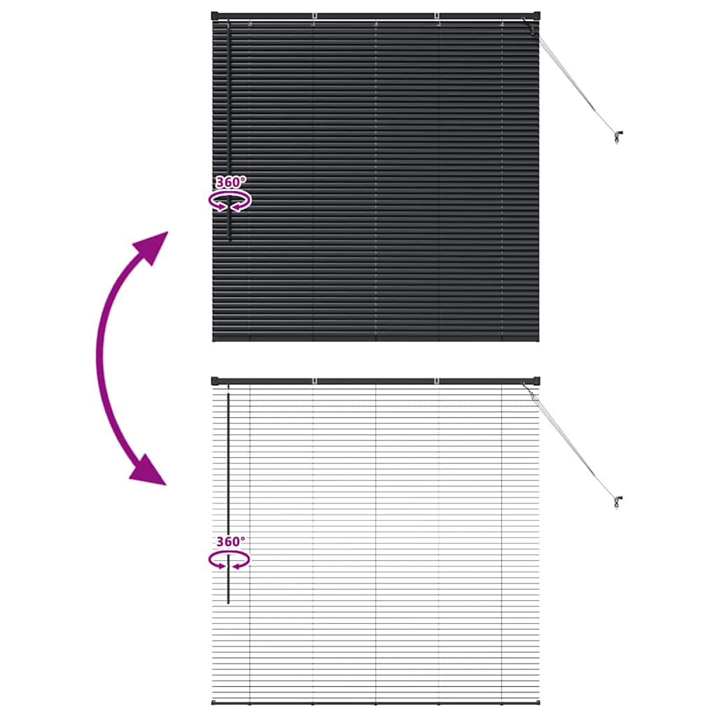 vidaXL Venetian Blinds Height Adjustable Black 130 x 125 cm Aluminium