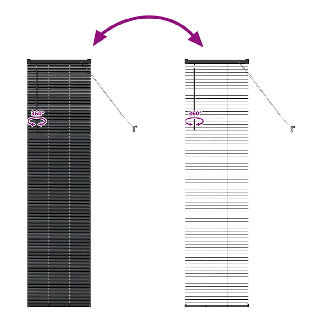 vidaXL Venetian Blinds Height Adjustable Black 175 x 45 cm Aluminium